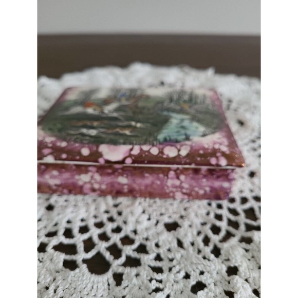 Antique Stoke on Trent England Gray's Pottery Hunting Scene Cigarette Box - Picture 3 of 5